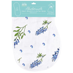 LHT - Little Hometown Little Hometown Blue Bonnets 2-in-1 Burp Cloth and Bib - Little Miss Muffin Children & Home