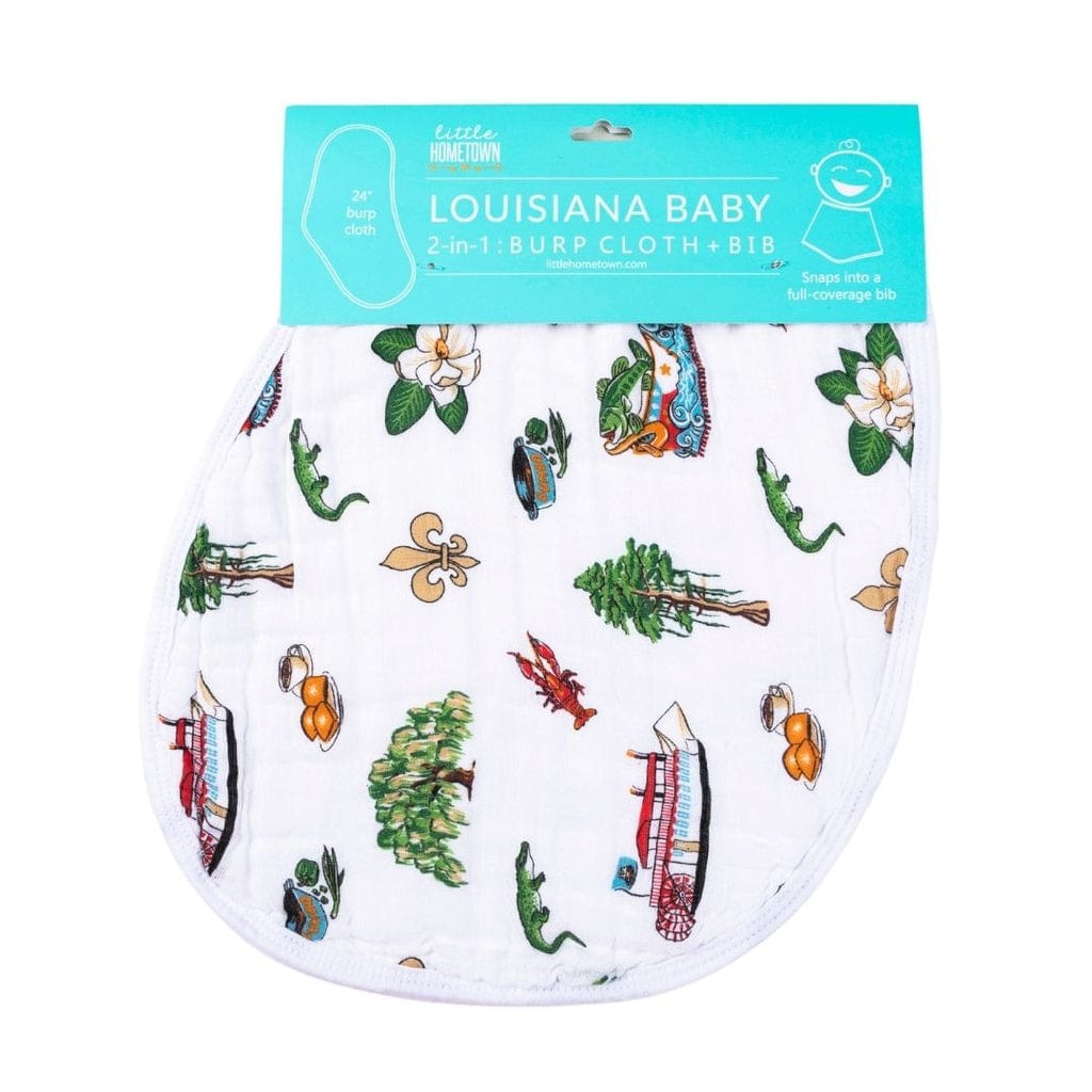 LHT - Little Hometown Little Hometown Louisiana Baby 2-in-1 Burp Cloth and Bib - Little Miss Muffin Children & Home