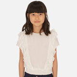 Mayoral - Mayoral Short Sleeve Ruffle Trimmed Blouse for Girl - Little Miss Muffin Children & Home