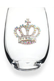 Queen Jewels Queen Jewels Aurora Borealis Crown Jeweled Stemless Wine Glass - Little Miss Muffin Children & Home