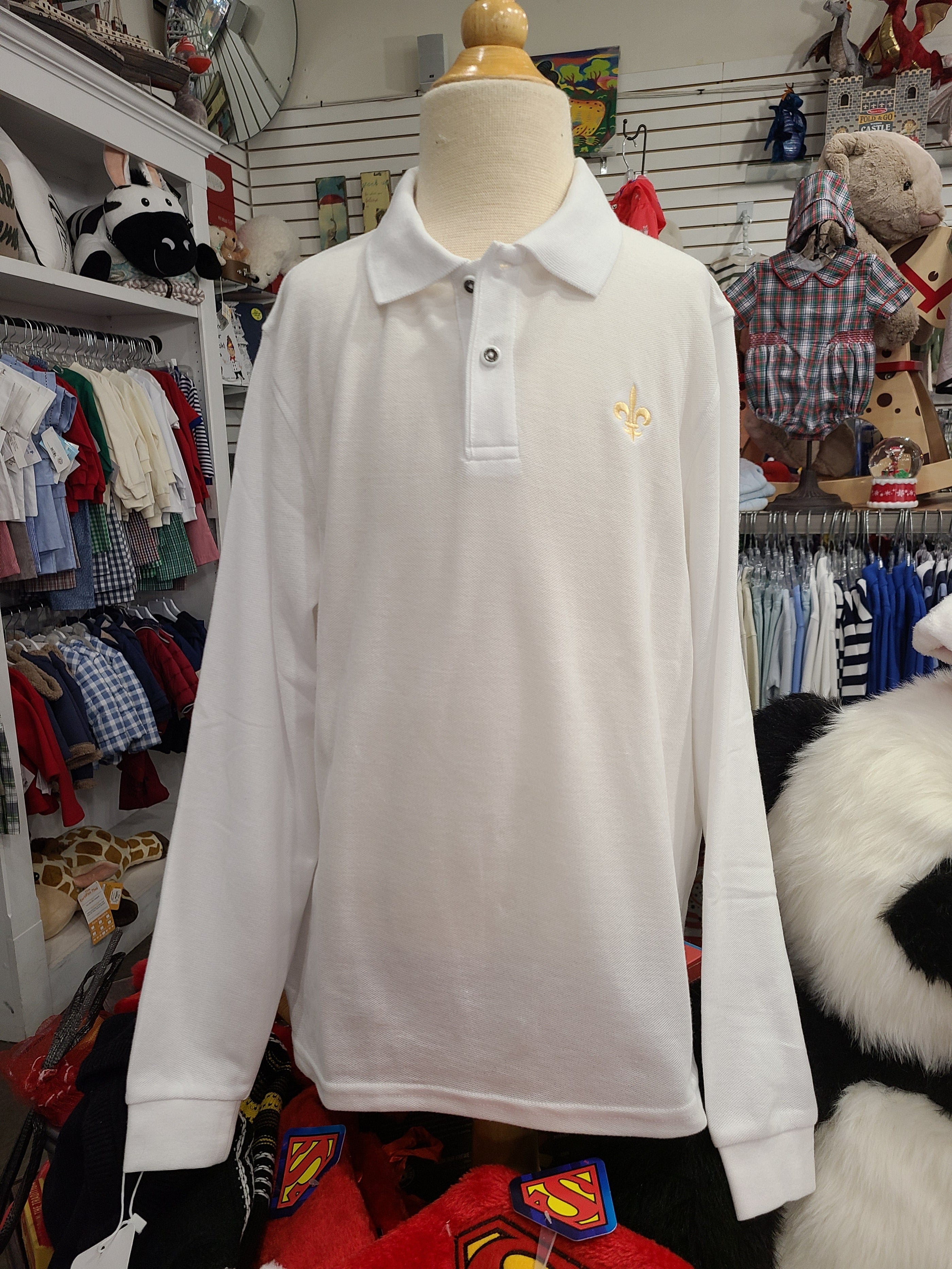 Whereable Art Whereable Art Long Sleeve Fleur de Lis Polos - Little Miss Muffin Children & Home