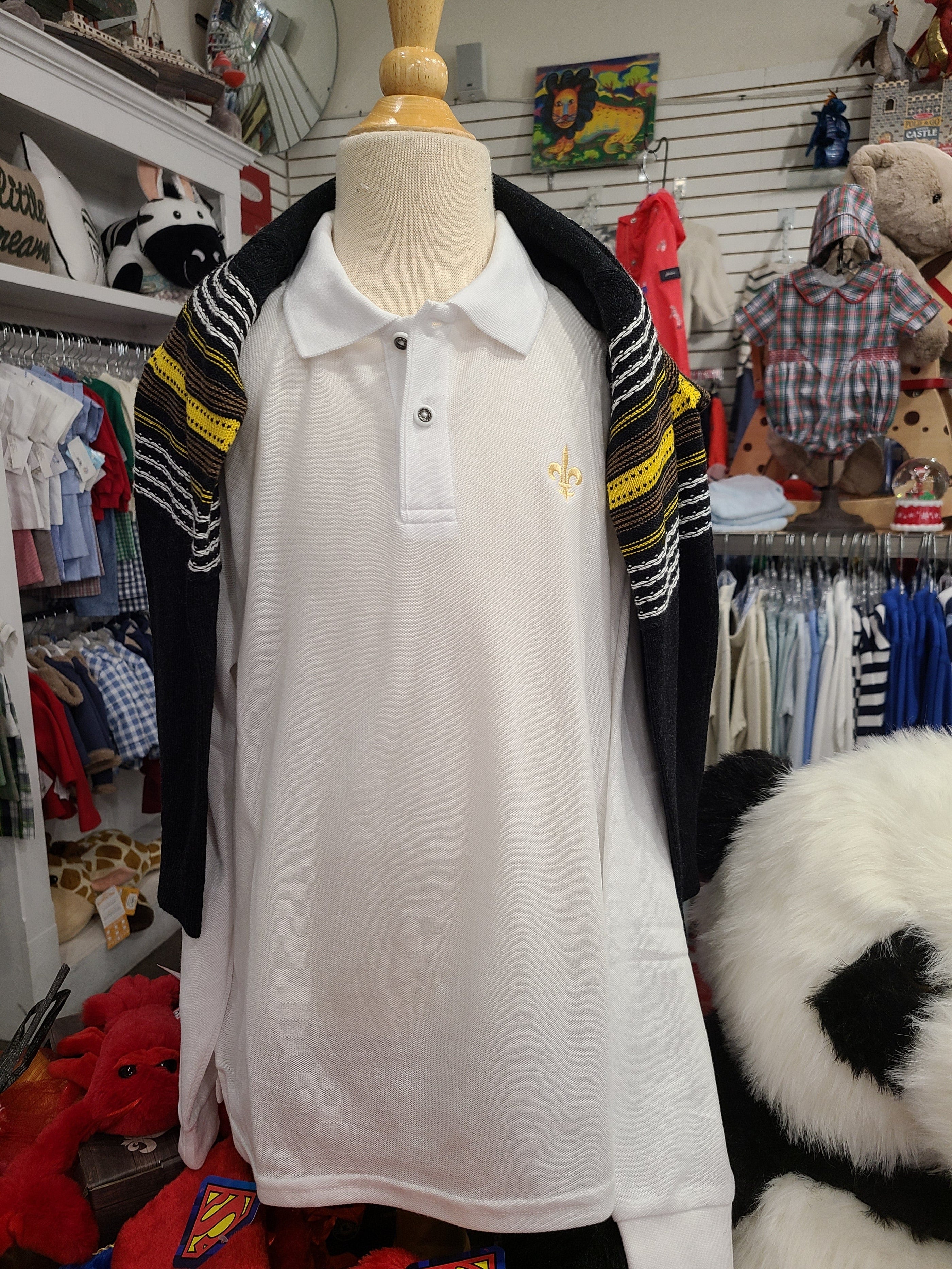 Whereable Art Whereable Art Long Sleeve Fleur de Lis Polos - Little Miss Muffin Children & Home