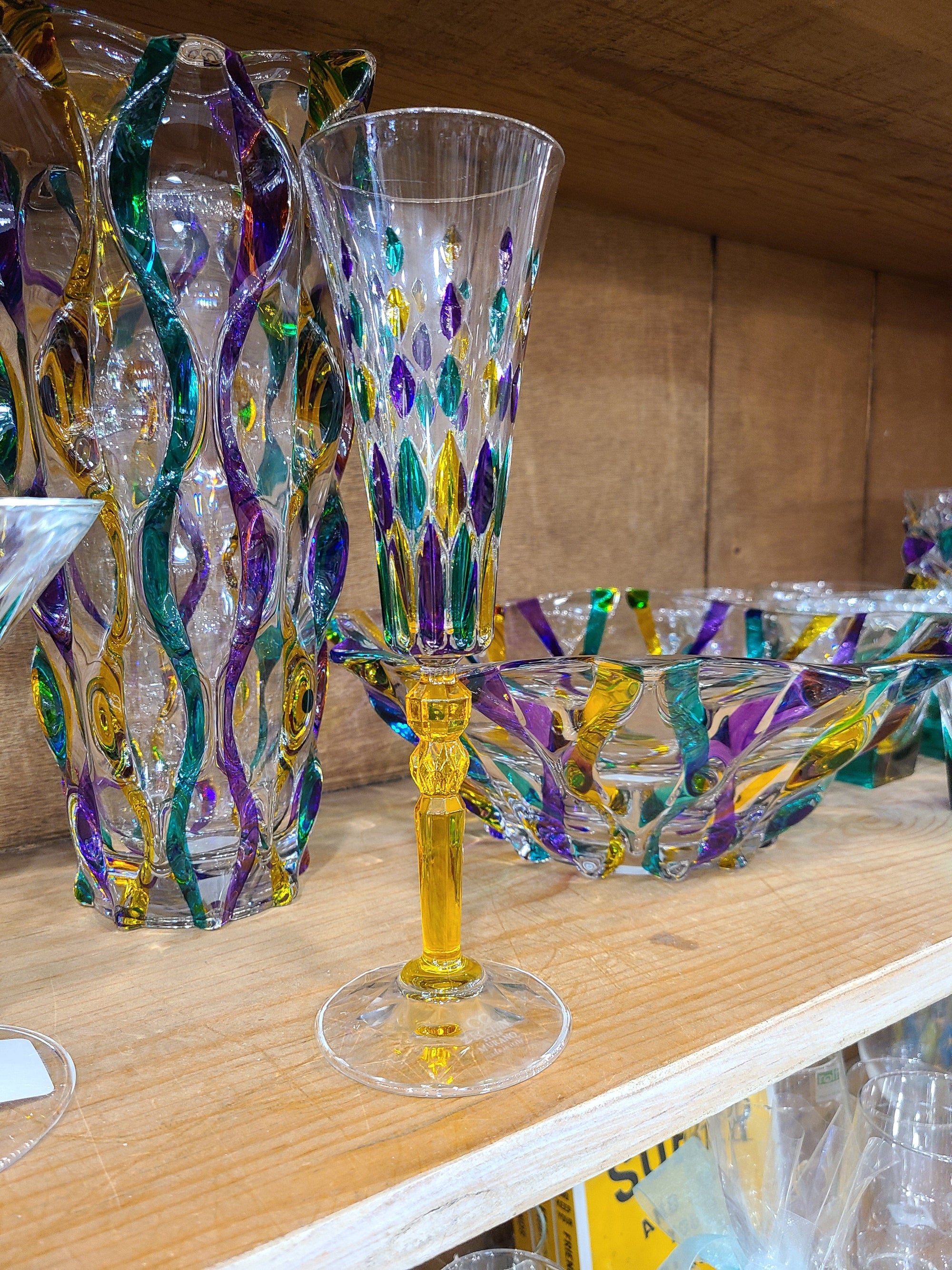 Diamond Flute Champagne, Mardi Gras, Sold Separately