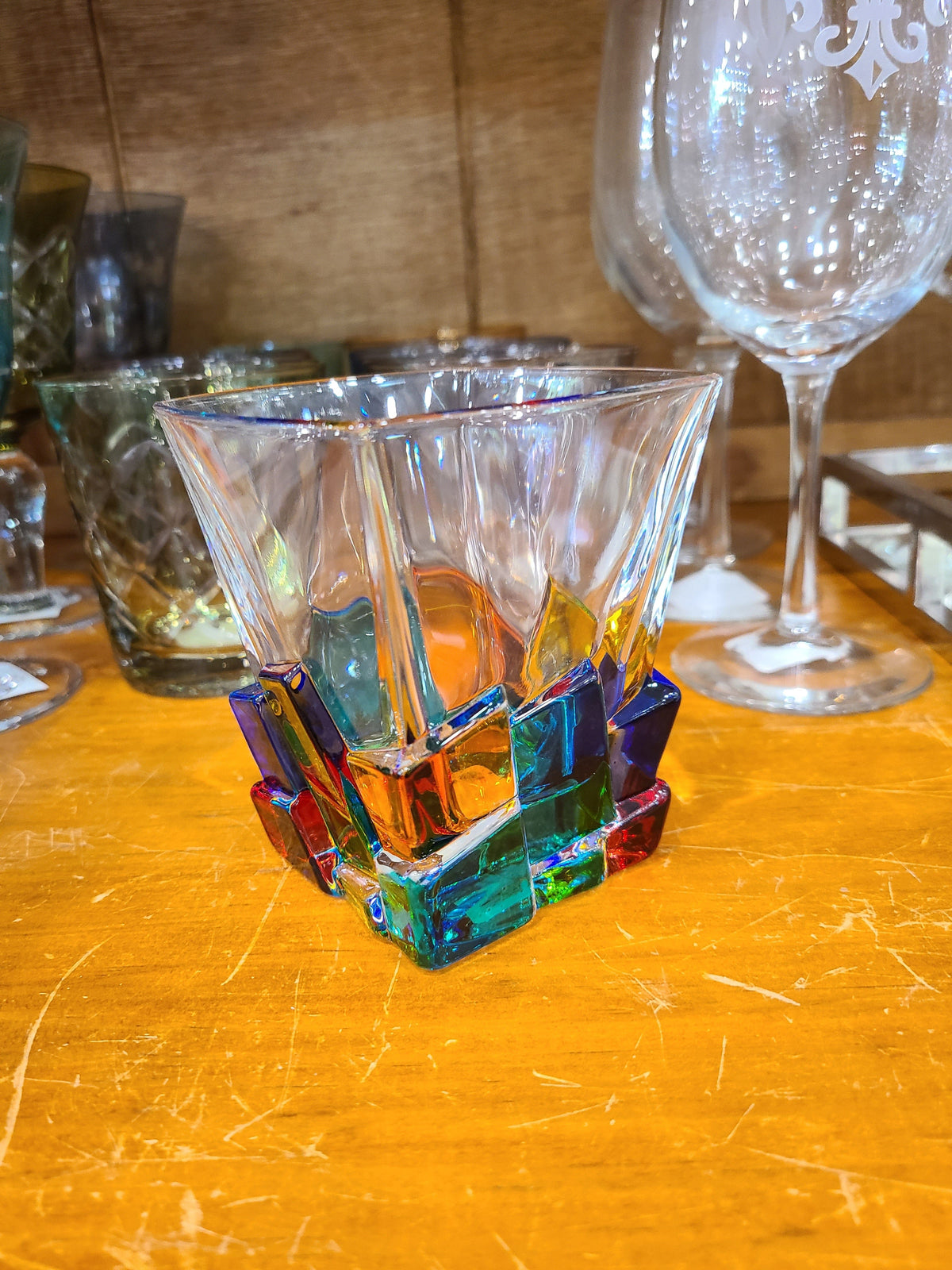 Gage Gage Venetian Cracked Whiskey Double Old Fashion Glass - Little Miss Muffin Children & Home