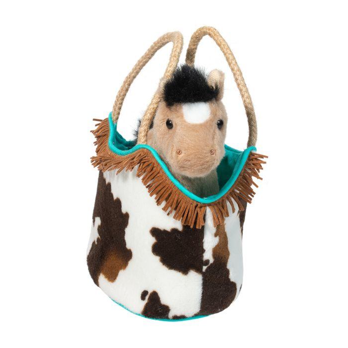 Sassy Pet Saks Horse Cow Print Purse Fringe Hand Bag by Douglas Cowboy/girl