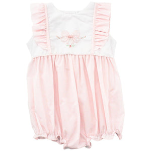 BAILEY BOYS Pink Bow Shadow Work Short Romper - Little Miss Muffin Children & Home