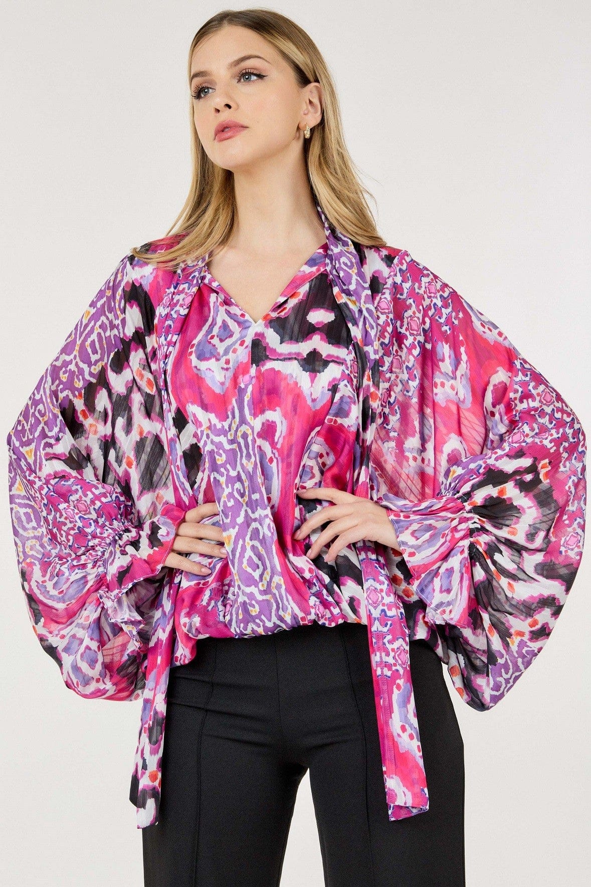 Lime Mist Lime Mist Frill Collar Print Blouse - Little Miss Muffin Children & Home