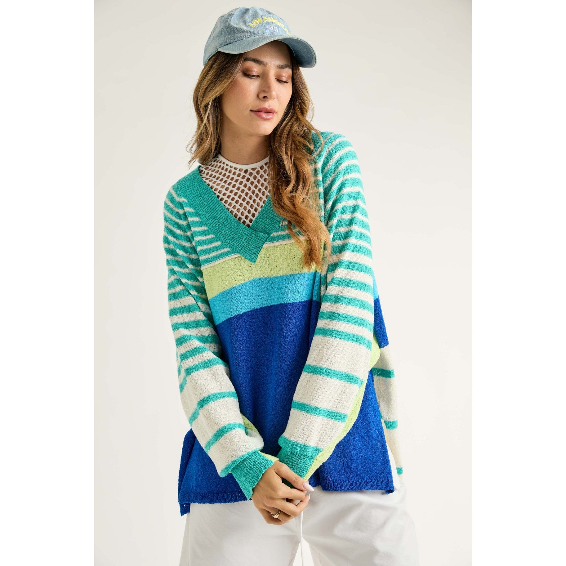 J.NNA J.NNA Striped V-Neck Sweater - Little Miss Muffin Children & Home
