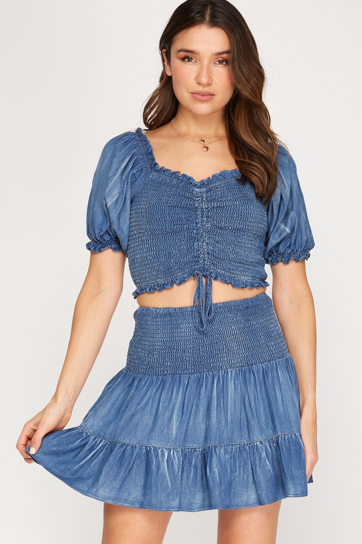 She & Sky She & Sky Chambray Mini Skirt - Little Miss Muffin Children & Home