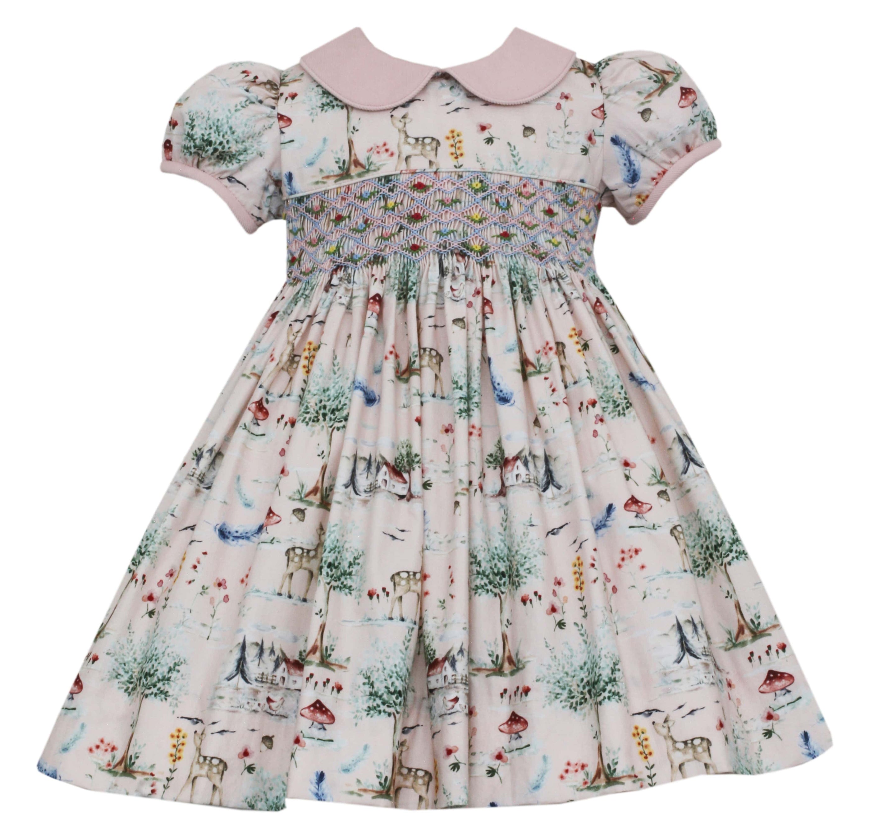 Anavini Anavini Reindeer Smocked Float Dress - Little Miss Muffin Children & Home