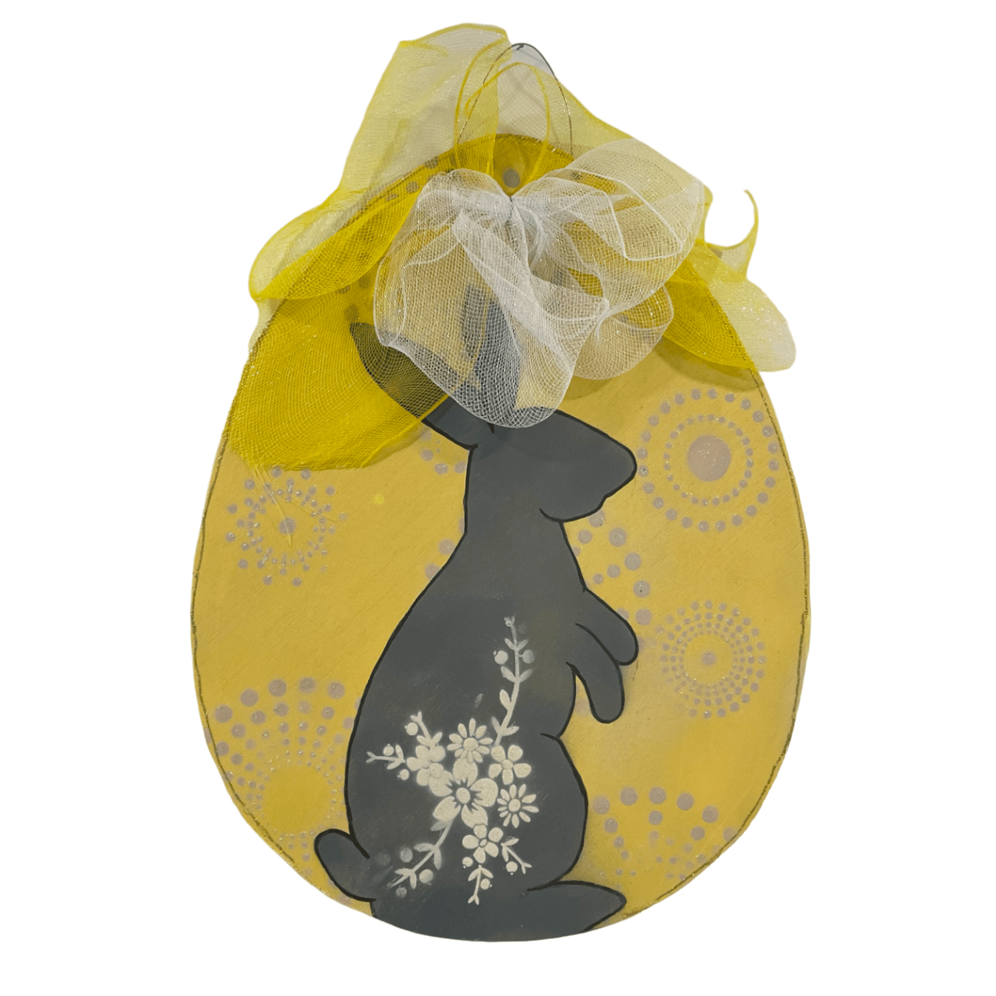 Toodle Lou Designs Toodle Lou Designs Egg With Bunny Silhouette Wooden Door Hanger - Little Miss Muffin Children & Home