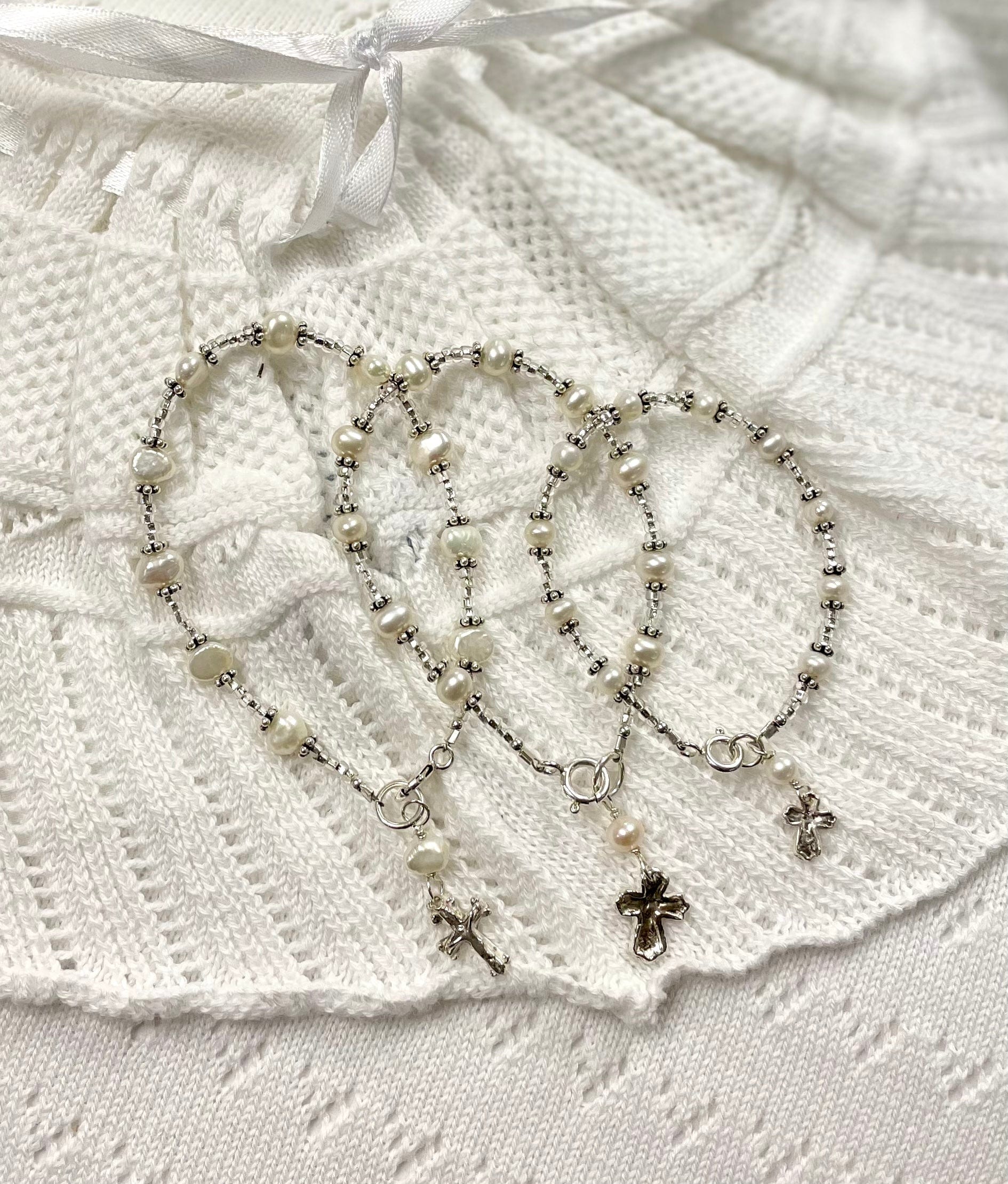 Augusta Designs Augusta Designs Pearl Rosary Baby Bracelets - Little Miss Muffin Children & Home