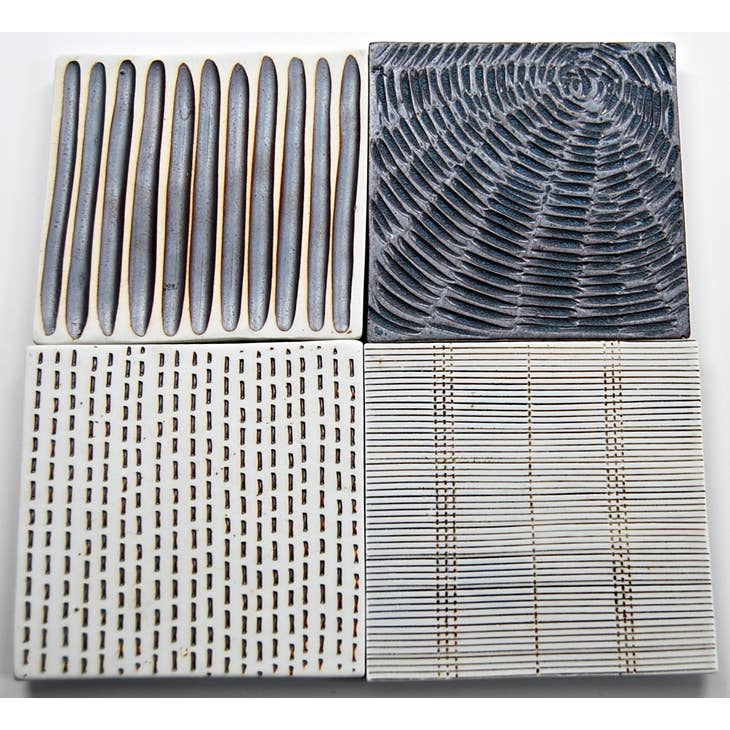 Art Floral Trading Art Floral Trading Coaster Square Slab Brown & White Set of 4 - Little Miss Muffin Children & Home