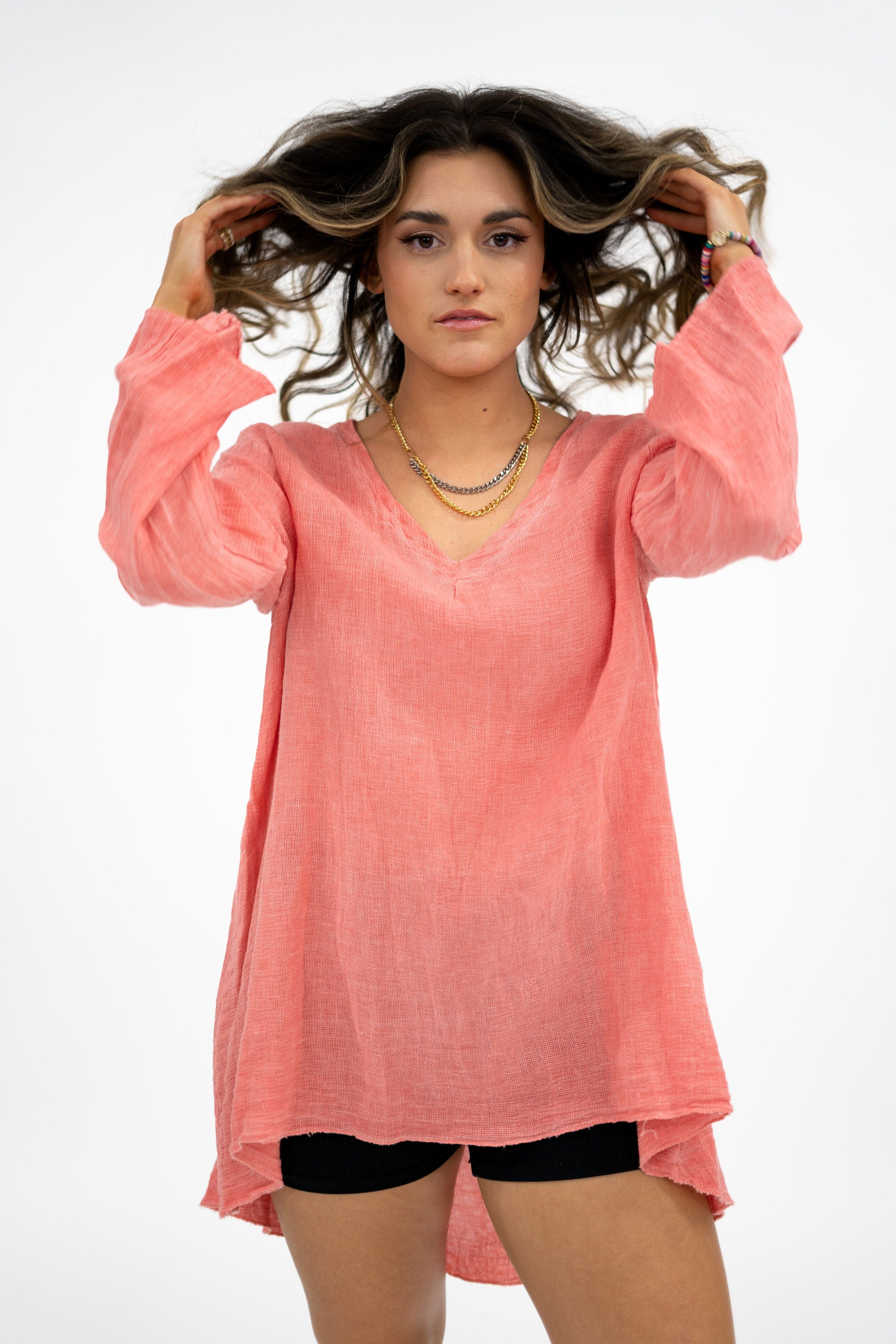 Oro Bonito Oro Bonito Linen Mesh Tunic - Little Miss Muffin Children & Home