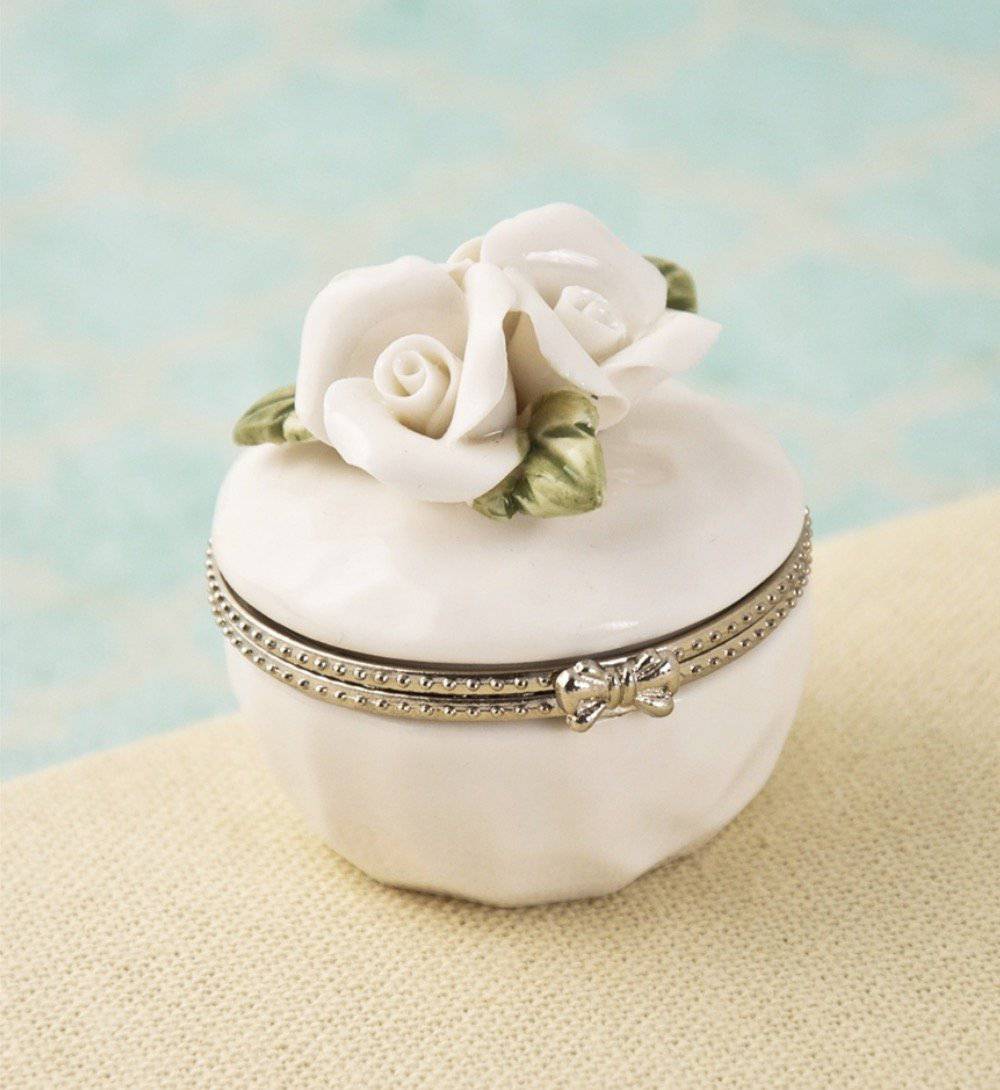 Value Arts - Value Arts - Porcelain Rose Hinged Trinket Box - Little Miss Muffin Children & Home