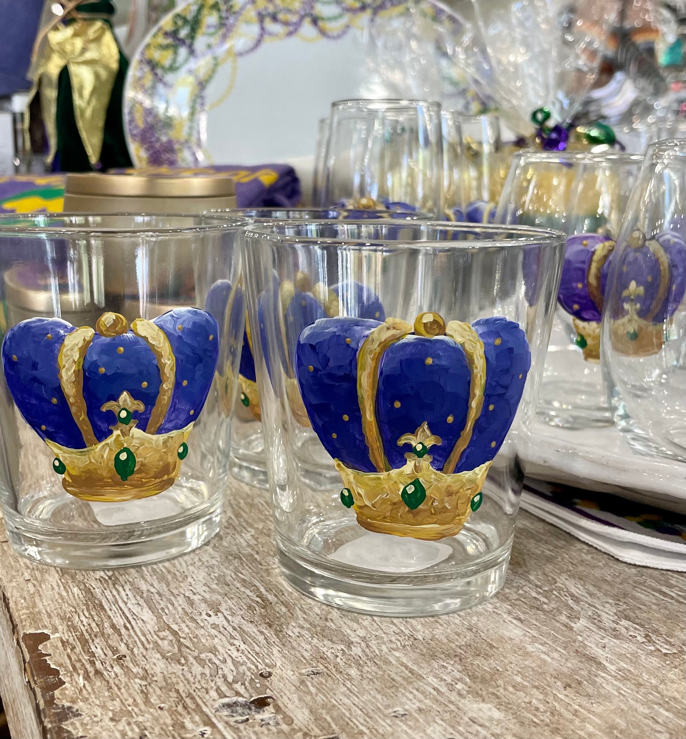 Michelle's Art Box Michelle's Art Box Mardi Gras King Crown Glassware Collection - Little Miss Muffin Children & Home