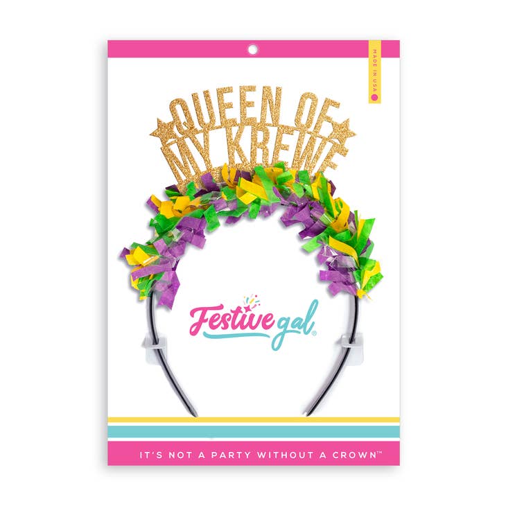 Festive Gal Festive Gal Queen of My Krewe Mardi Gras Headband - Little Miss Muffin Children & Home