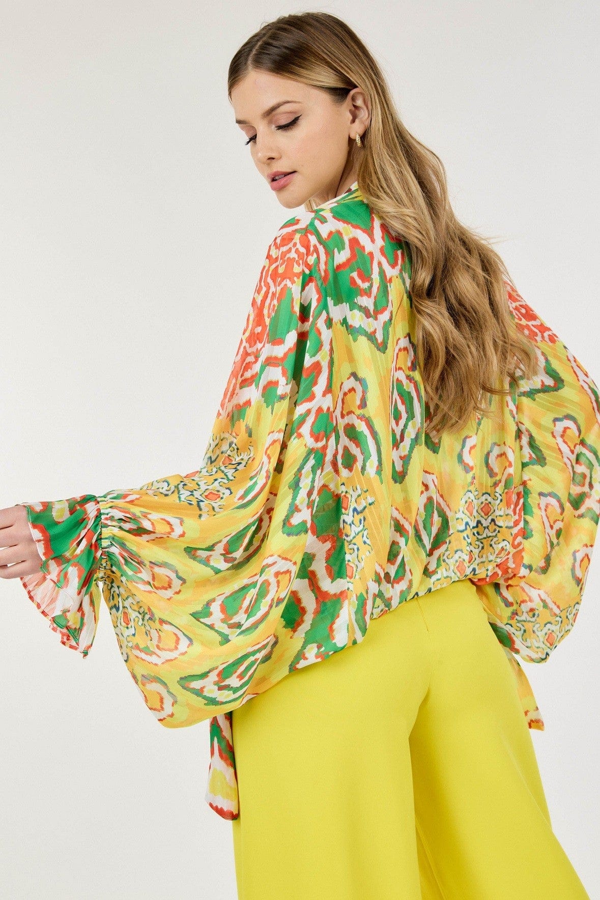 Lime Mist Lime Mist Frill Collar Print Blouse - Little Miss Muffin Children & Home