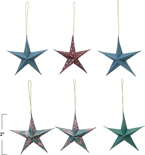 Creative Co-op Creative Co-Op Box Of 6 Paper Star Ornaments - Little Miss Muffin Children & Home