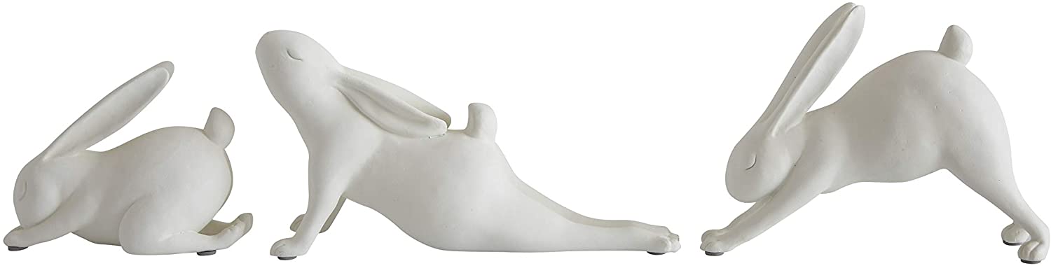 Creative Co-Op Creative Co-Op White Resin Arching Yoga Rabbit - Little Miss Muffin Children & Home