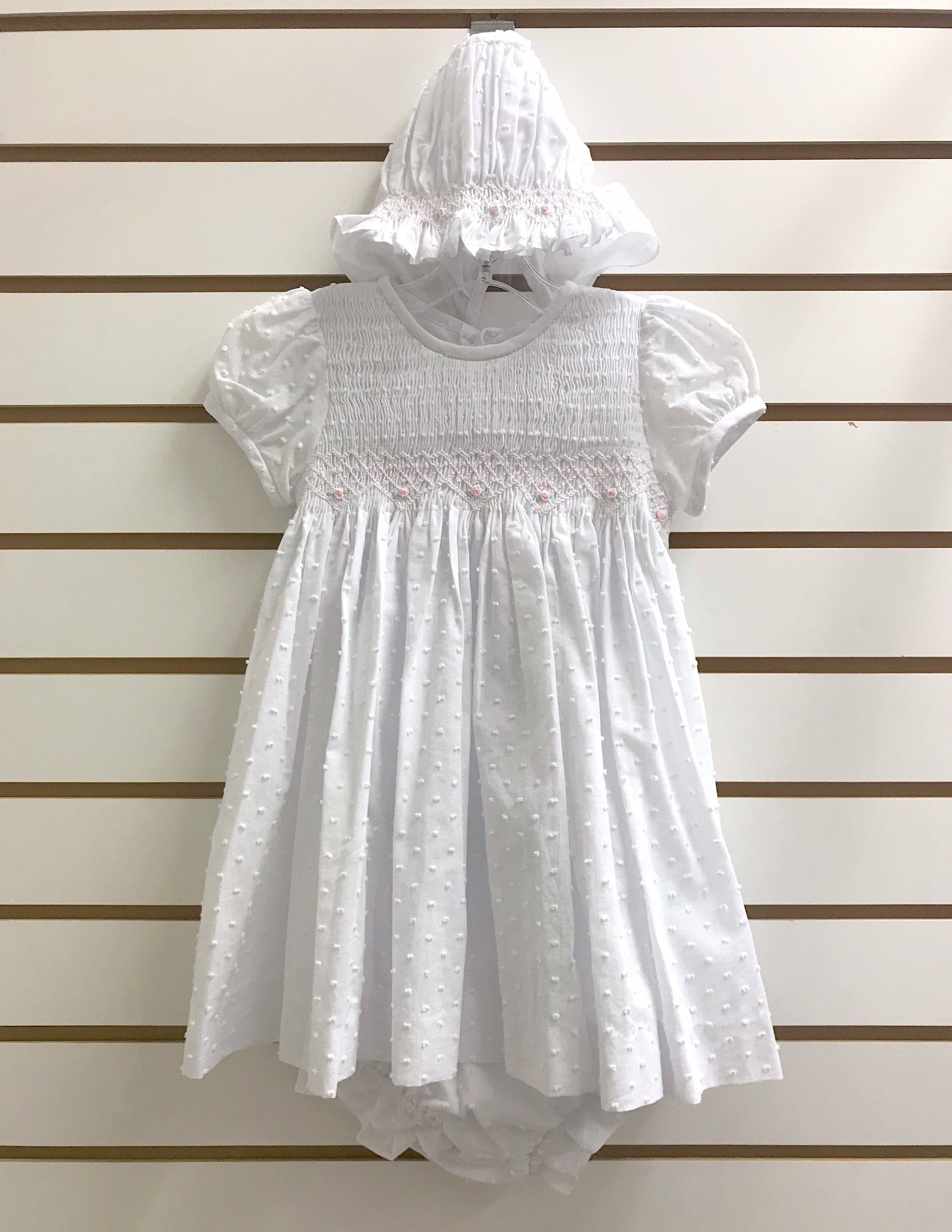 Casero - Casero Plumeti Dress with Matching Bloomer and Bonnet - Little Miss Muffin Children & Home