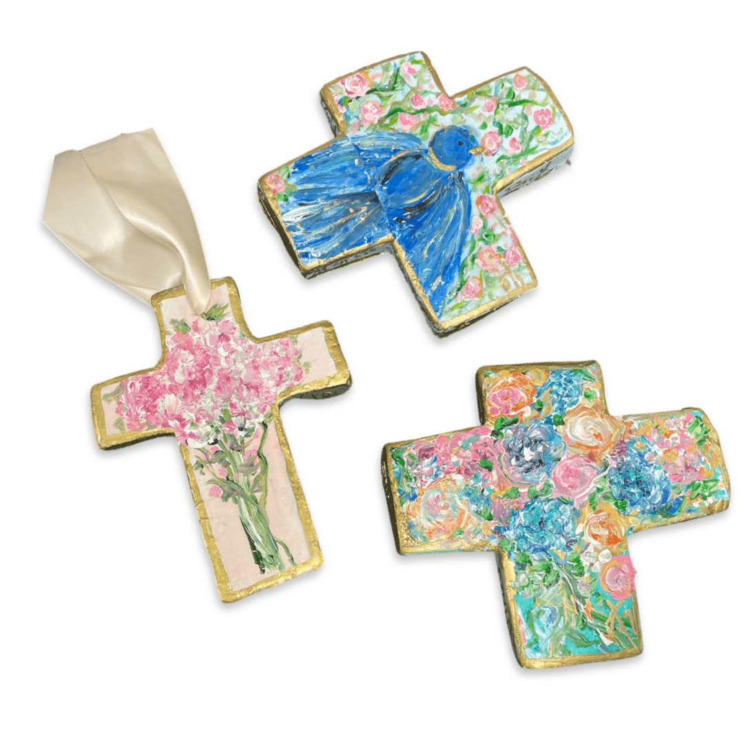 PTS - Prayers On the Side Prayers On the Side Floral Cross Pink - Little Miss Muffin Children & Home