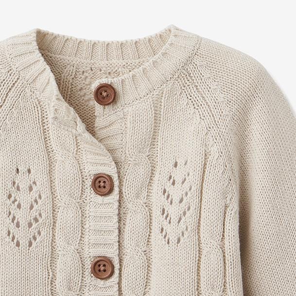 Elegant Baby Elegant Baby Wheat Leaf Pointelle Knit Baby Cardigan - Little Miss Muffin Children & Home