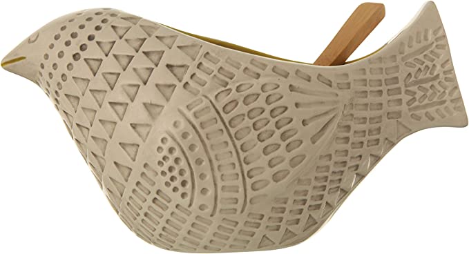 Creative Co-op Creative Co-op Embossed Ceramic Bird Bowl with Spoon - Little Miss Muffin Children & Home