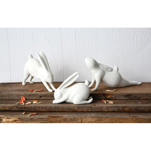 Creative Co-Op White Resin Downward Dog Yoga Rabbit Figurine | Little ...