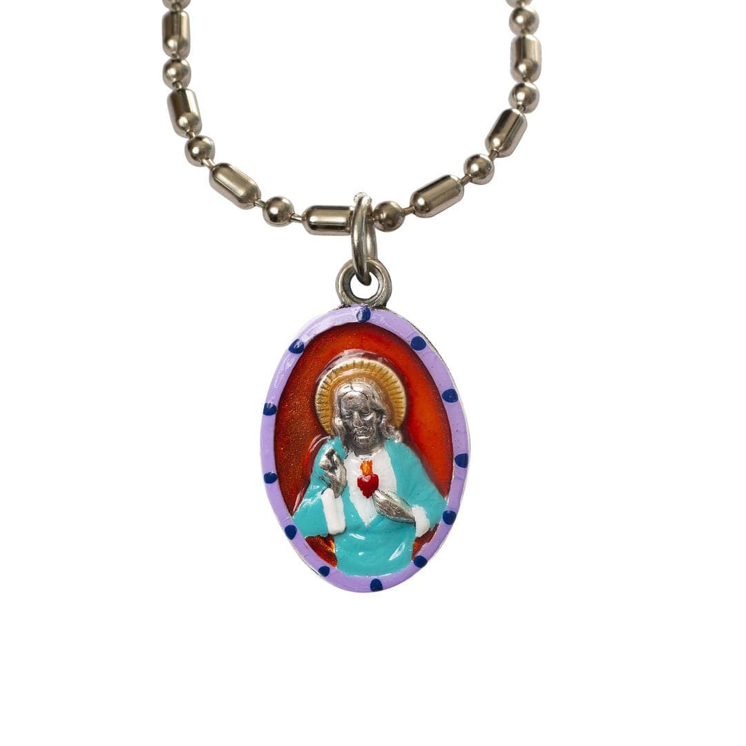 Saints for Sinners Saints for Sinners Sacred Heart of Jesus Hand Painted Medallion - Little Miss Muffin Children & Home