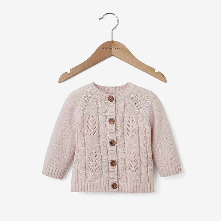Elegant Baby Elegant Baby Blush Leaf Pointelle Knit Baby Cardigan - Little Miss Muffin Children & Home