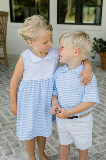 Bailey Boys 1019-HENRY-571-J SS STRIPE POLO BLUE/WHT - Little Miss Muffin Children & Home
