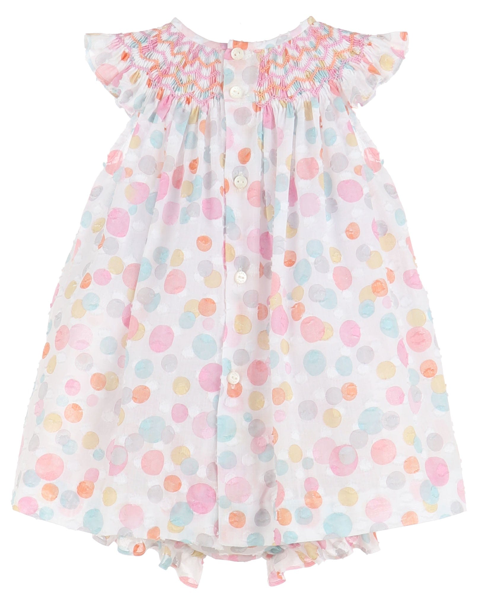 Casero Casero Polka Dot Smocked Bishop Dress - Little Miss Muffin Children & Home