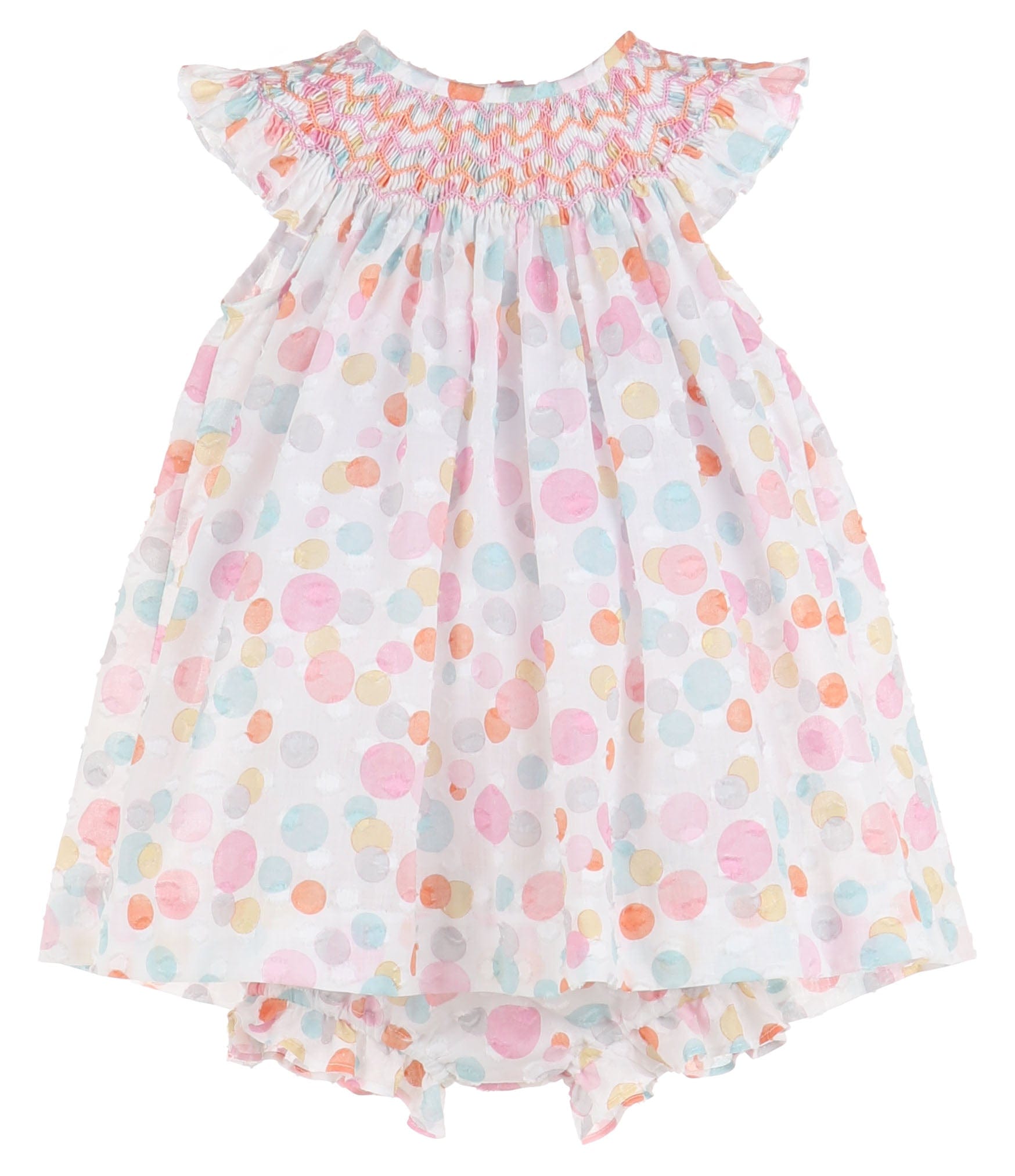 Casero Casero Polka Dot Smocked Bishop Dress - Little Miss Muffin Children & Home