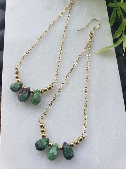 The Mad Bohemian The Mad Bohemian Astoria Ruby Zoisite Chain Earrings - Little Miss Muffin Children & Home