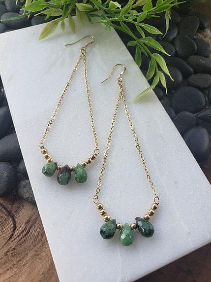 The Mad Bohemian The Mad Bohemian Astoria Ruby Zoisite Chain Earrings - Little Miss Muffin Children & Home