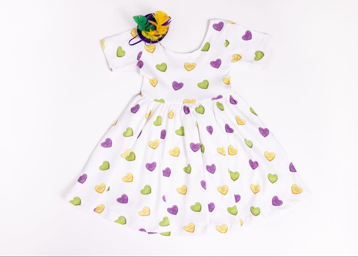 Nola Tawk Nola Tawk Mardi Gras Sweethearts Organic Cotton Dress - Little Miss Muffin Children & Home