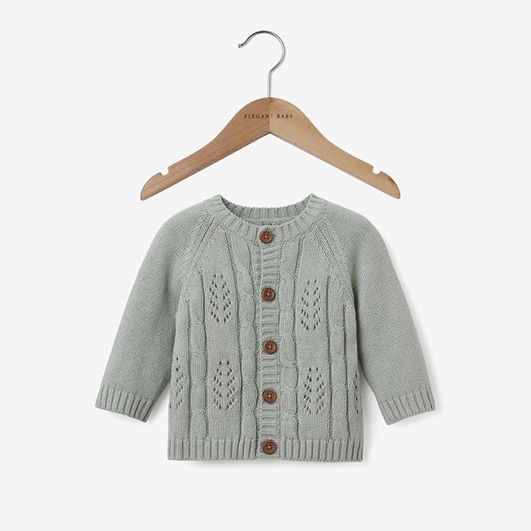 Elegant Baby Elegant Baby Sage Leaf Pointelle Knit Baby Cardigan - Little Miss Muffin Children & Home