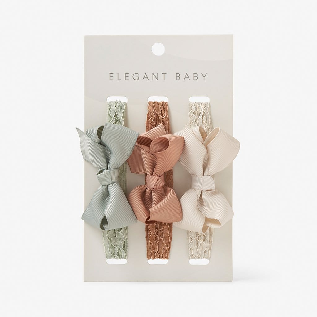 Elegant Baby Elegant Baby Neutral Lace Bow Baby Headband 3 Pack - Little Miss Muffin Children & Home