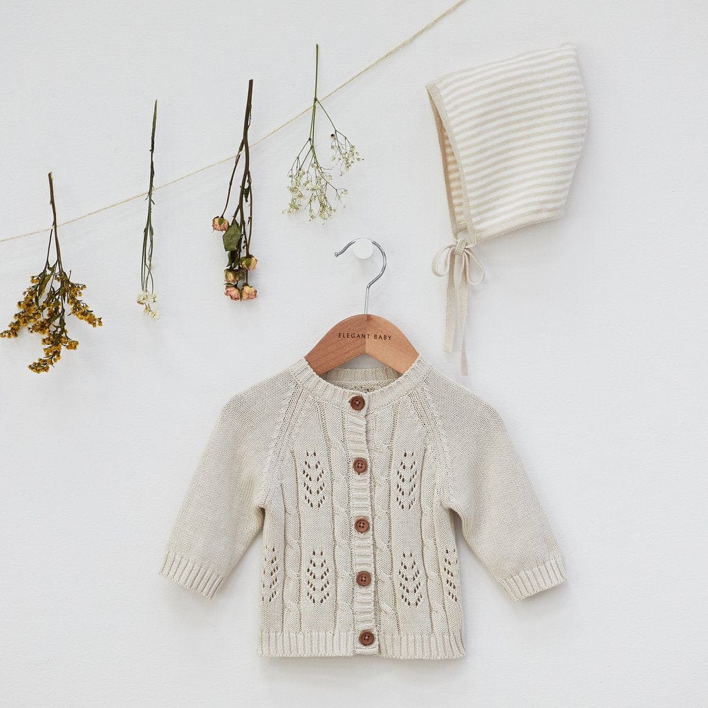 Elegant Baby Elegant Baby Wheat Leaf Pointelle Knit Baby Cardigan - Little Miss Muffin Children & Home