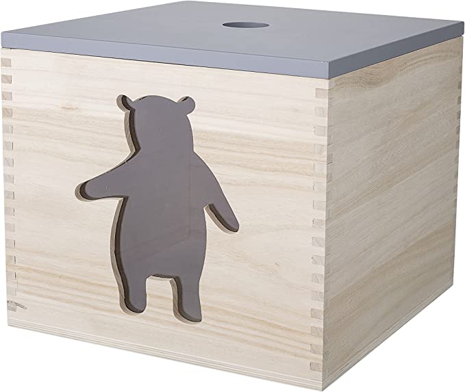 Bloomingville Bloomingville Bear Wood Storage Box with Lid - Little Miss Muffin Children & Home