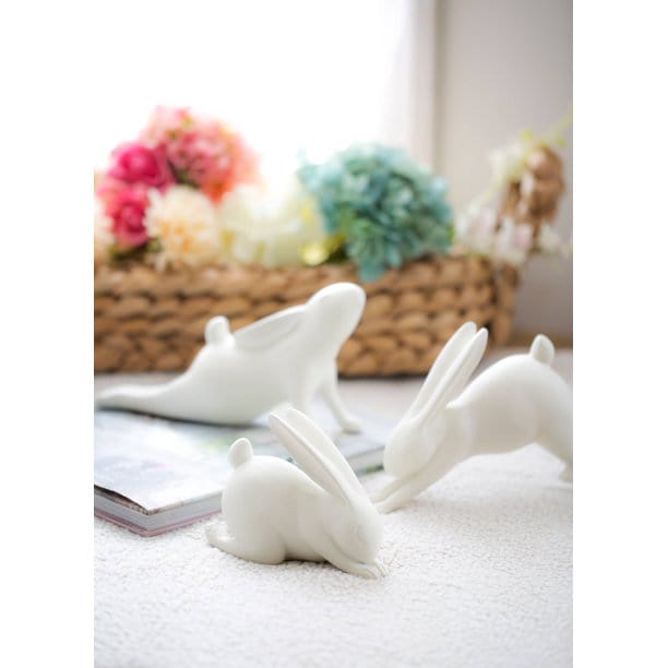 Creative Co-Op Creative Co-Op White Resin Downward Dog Yoga Rabbit Figurine - Little Miss Muffin Children & Home