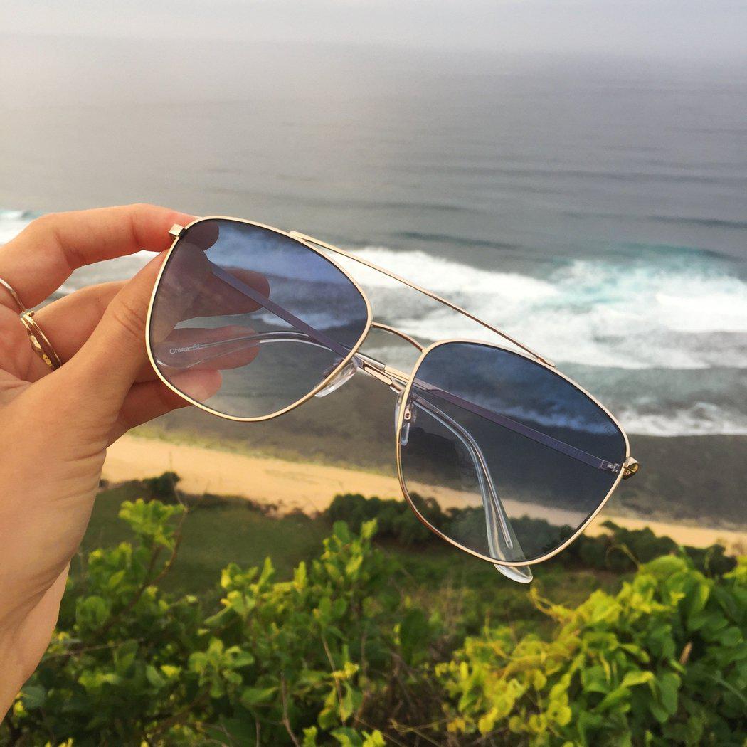 Freyrs Eyewear Freyrs Eyewear Remy Sunglasses with Gold Rims and Blue Lenses - Little Miss Muffin Children & Home