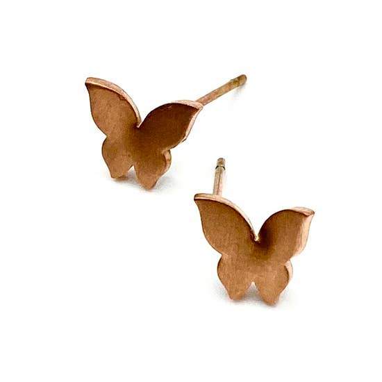 Piero Liventi - Piero Liventi Rose Gold Butterfly Stud Earrings - Little Miss Muffin Children & Home