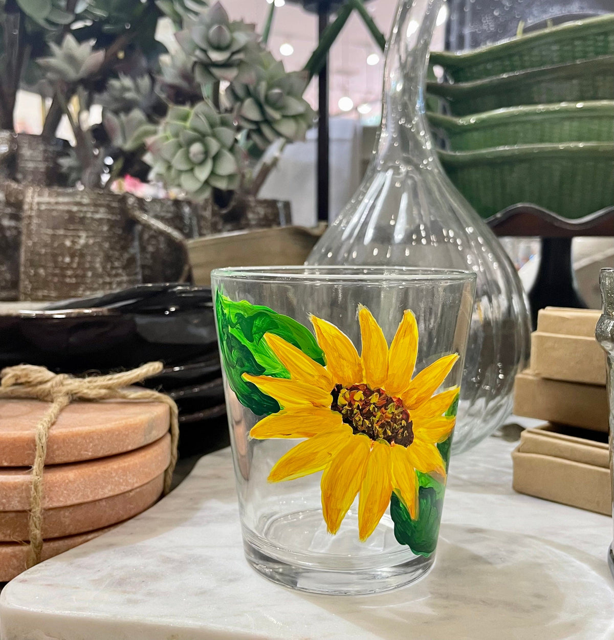 Michelle's Art Box Michelle's Art Box Sunflower Double Old Fashion Glass - Little Miss Muffin Children & Home