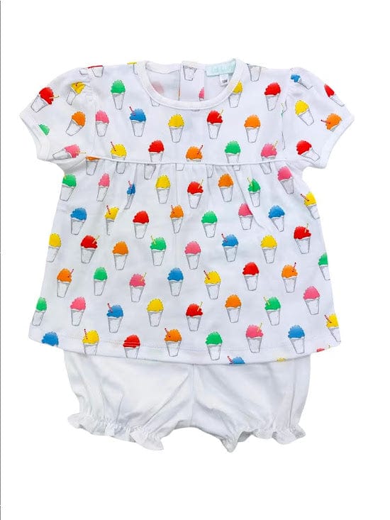 Lulu Bebe Lulu Bebe La Luna Sue Snowballs Short Sleeve Bloomer Set - Little Miss Muffin Children & Home
