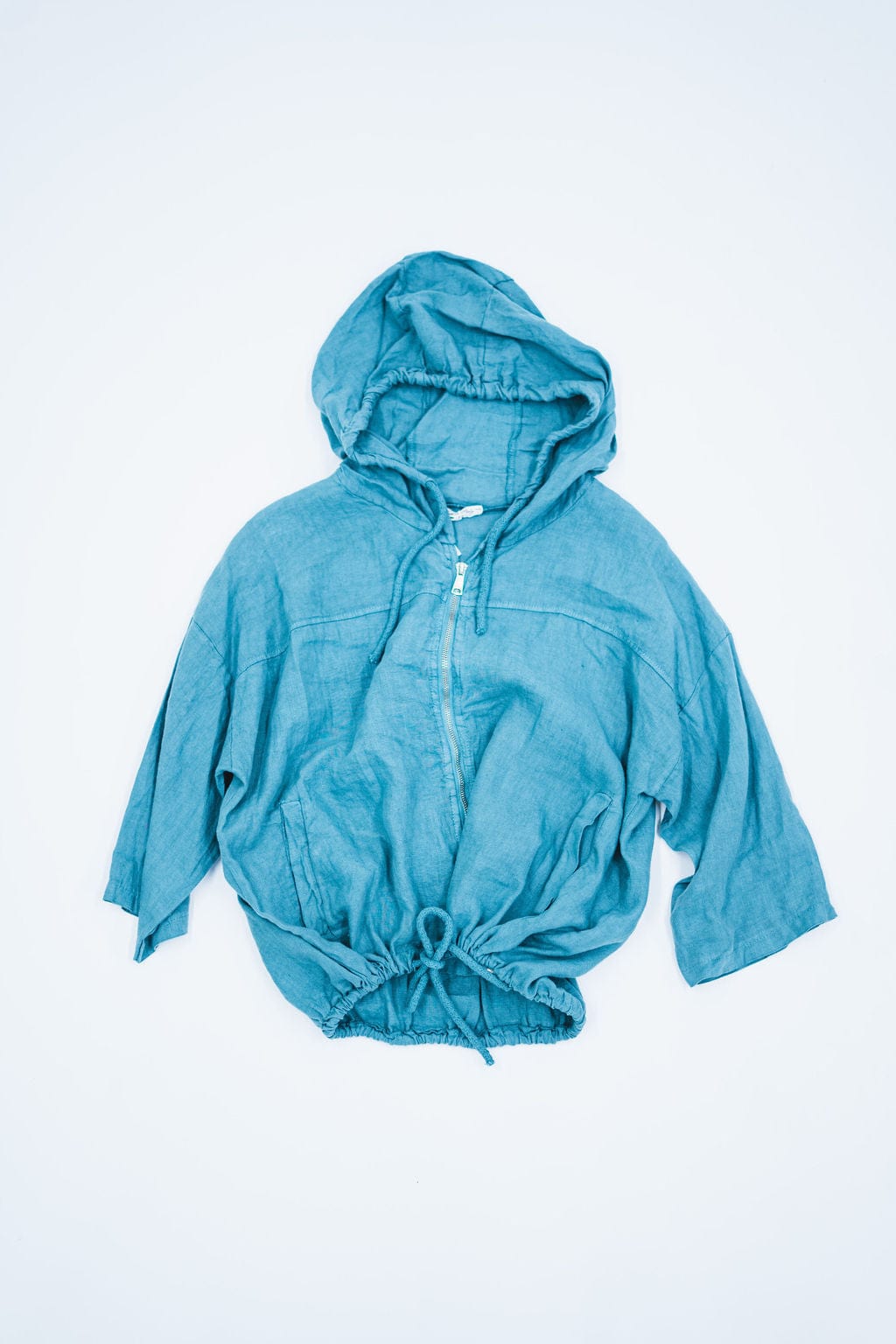 Oro Bonito Oro Bonito Short Sleeve Linen Zip Up Hoodie - Little Miss Muffin Children & Home