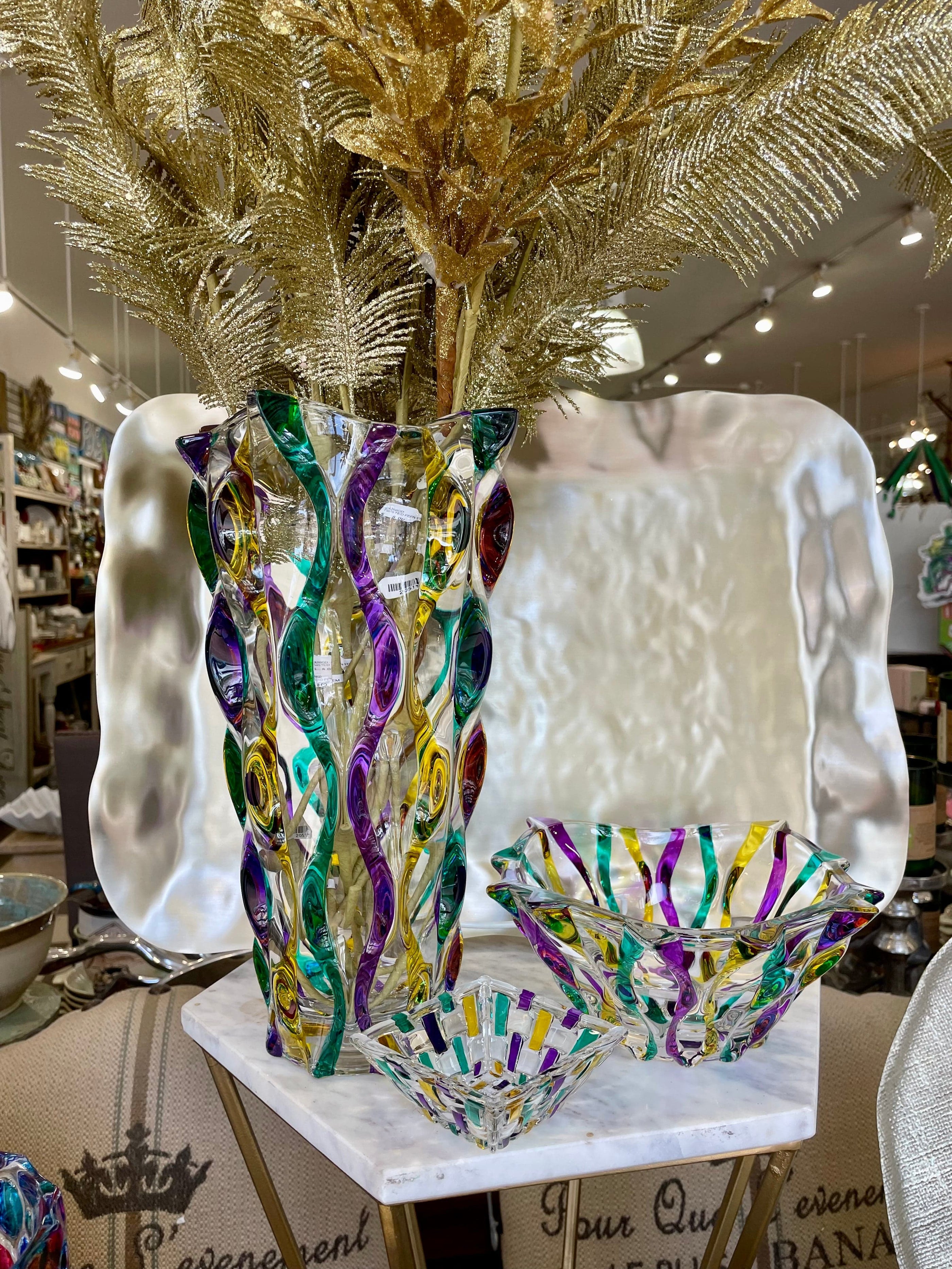 Gage Inc Gage Inc. Mardi Gras Ribbon Dish - Little Miss Muffin Children & Home