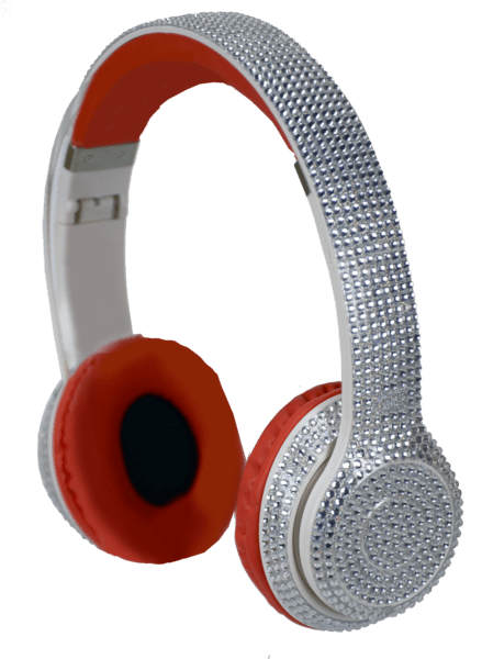Wireless Express - Wireless Express Bluetooth Stereo BLING Headphones in Silver Bling - Little Miss Muffin Children & Home