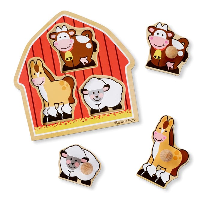 Melissa & Doug Melissa & Doug Barnyard Animals Jumbo Knob Puzzle (3 pcs) - Little Miss Muffin Children & Home